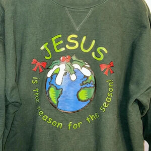 Rare Vintage BIKE brand Christmas holiday religious jesus sweater sweatshirt LG